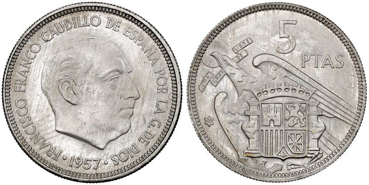 ESTADO ESPAÑOL  5 PESETAS 1957*66