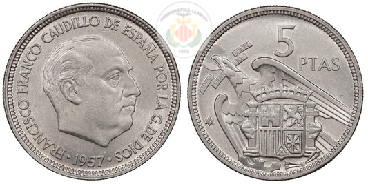 ESTADO ESPAÑOL 5 PESETAS 1957*58