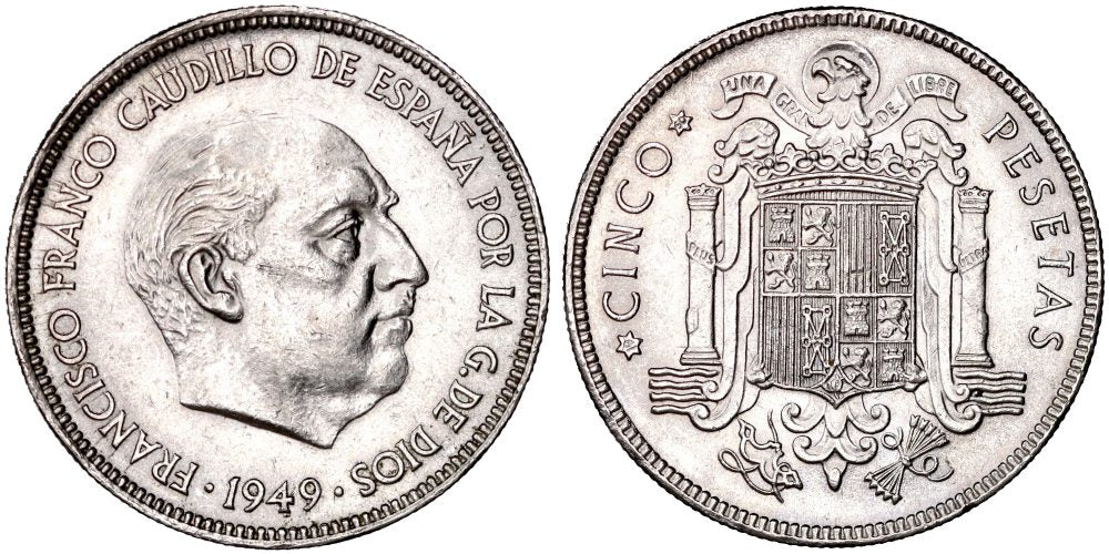 ESTADO ESPAÑOL 5 PESETAS 1949*19-50