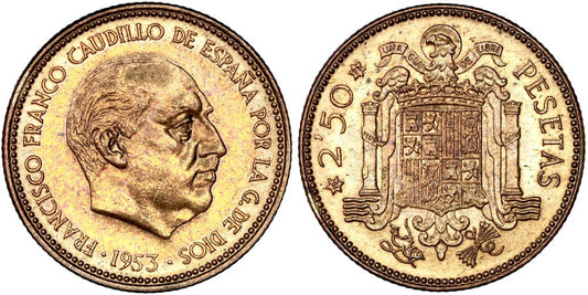 ESTADO ESPAÑOL 2,50 PESETAS 1953*71 PROOF