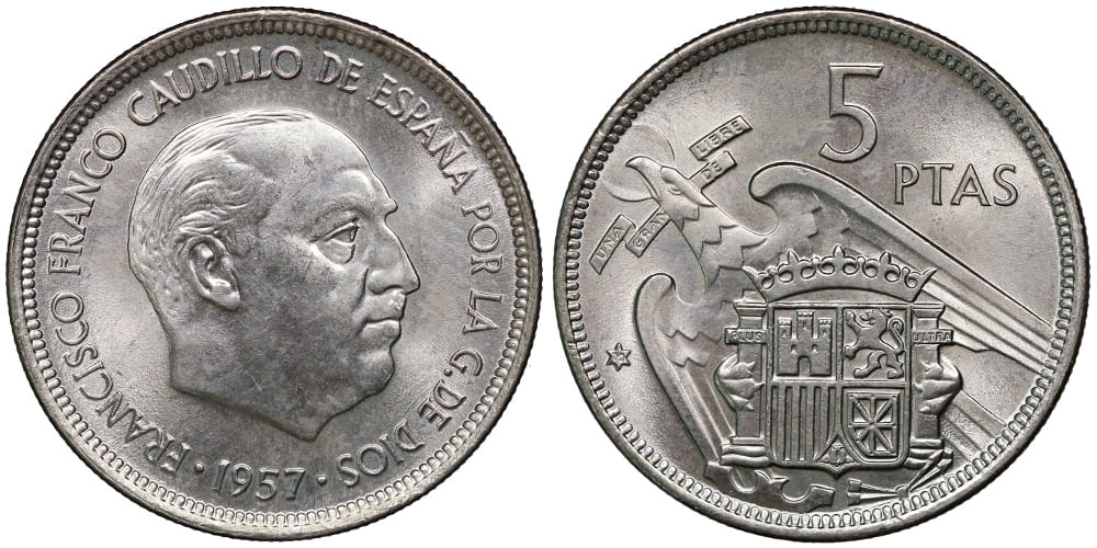 ESTADO ESPAÑOL 5 PESETAS 1957*70