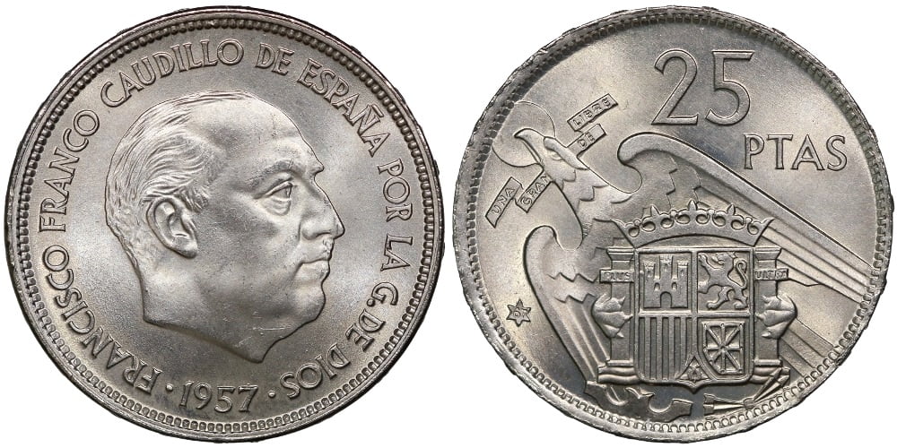 ESTADO ESPAÑOL 25 PESETAS 1957*67